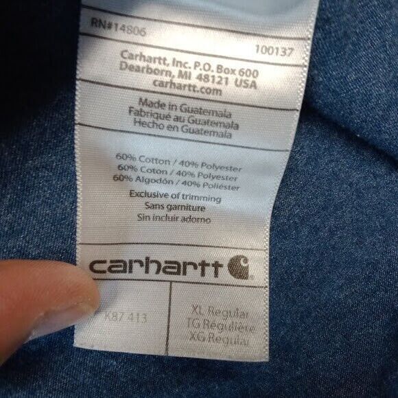 Carhartt T Shirt Mens XL Blue Pocket K87 Logo Basic Heavyweight Loose Fi… - Picture 4 of 7